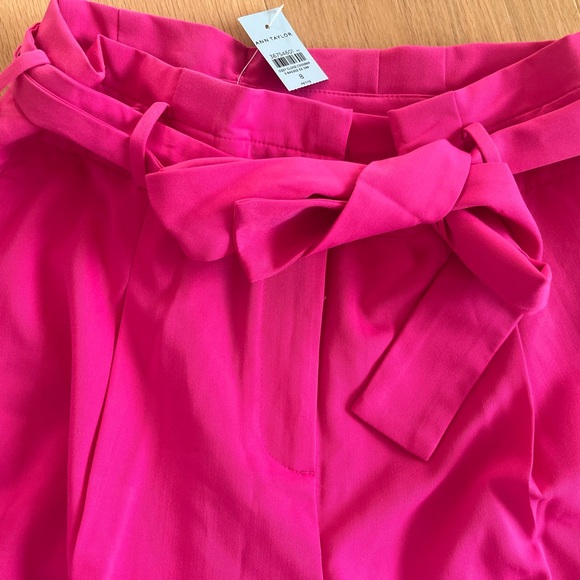 Ann Taylor bright pink wide ankle pant with tie belt women's 8p New with tags - Picture 2 of 5
